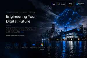 Digital future in a tech cityscape